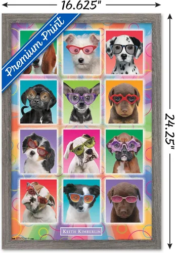 Miniatura 3 de Trends International Keith Kimberlin - Póster de pared con diseño de cachorros, gafas de sol, 14.725 x 22.375 pulgadas, versión enmarcada de madera