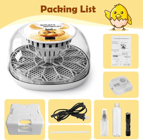 Miniatura 6 de Incubadora de huevos para incubar pollitos, girador automático de huevos con capacidad para 12 huevos, incubadora inteligente con ventana