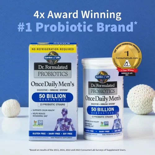 Miniatura 3 de Garden of Life Probióticos para hombres Formulados por Dr. 50 mil millones de UFC, 15 probióticos y probióticos formulados por el Dr. Organic Kids+