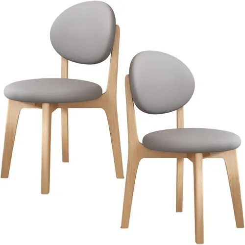 Miniatura 28 de YVYKFZD Juego de sillas de comedor, sillas de cocina de madera maciza, silla de comedor de granja con respaldo curvo, silla tapizada de cuero
