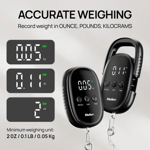 Miniatura 5 de Meilen Báscula de peso para equipaje, báscula digital de pesca de 110 libras110.2 lbs con colgante portátil, báscula de equipaje de maleta