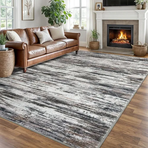 Miniatura 28 de SIILOOM 2 x 3 Alfombra moderna y abstracta para entrada, alfombra neutra azul marino gris multicolor súper suave de área pequeña, alfombras lavables