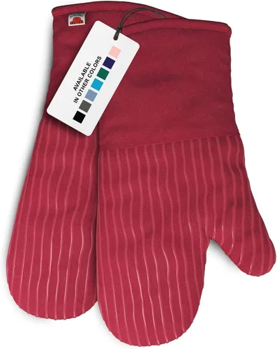 Guantes de horno resistentes al calor - Juego de 2 guantes de cocina de silicona, rojo