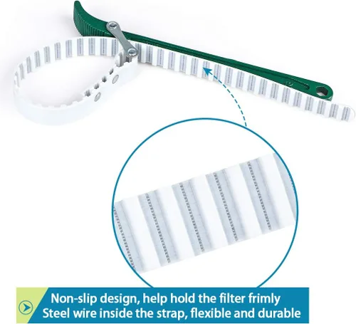 Miniatura 4 de Skelang Llave de correa ajustable, llave de correa de alambre de acero multiusos de 12 pulgadas para reemplazar filtro de agua, filtro de aceite