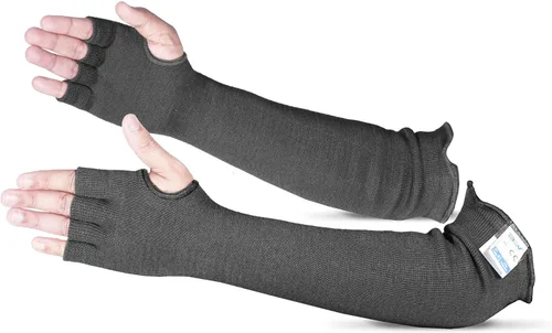 BSV Kevlar - Mangas de protección de brazo resistentes a arañazos, mordeduras y calor con apertura para los dedos, unisex, 18 pulgadas, 1 par