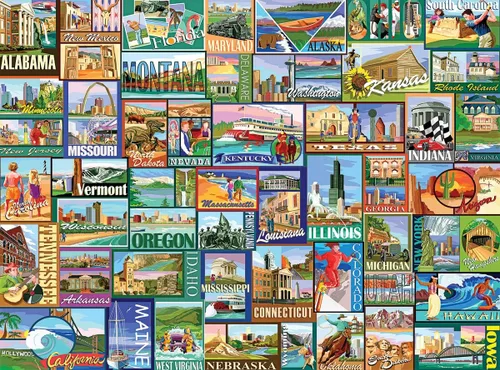 Miniatura 2 de White Mountain Rompecabezas de 1000 piezas de viaje de Estados Unidos con piezas grandes, regalo para adultos y familia de 24 x 30 pulgadas - América