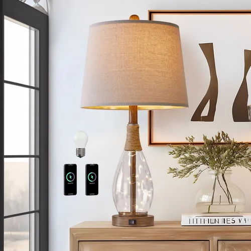 Miniatura 18 de OYEARS Lámparas de mesa de 22.5" para sala de estar, juego de 2 lámparas boho para dormitorios, lámpara de mesita de noche para veladores, lámpara