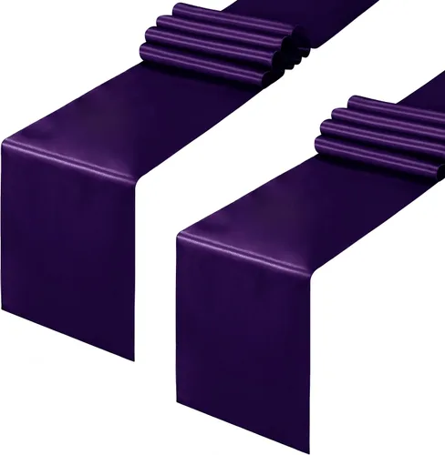 Miniatura 37 de Horbaunal - Juego de 12 caminos de mesa de satén azul claro de 12 x 108 pulgadas, caminos de mesa suaves para bodas, banquetes, fiestas de cumpleaños