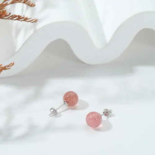 Miniatura 65 de Natural Stone Stud Earrings for Women 8mm Sterling Silver Genuine Gemstone Earrings Handmade Sterling Silver Crystal Stud Earrings for Women