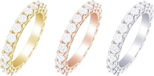 Miniatura 5 de Houston Diamond District 2 to 6 Carat Round Cut LAB GROWN Diamond Ladies Eternity Wedding Anniversary Stackable Ring Band (E-F Color VS2-SI1 Clarity)