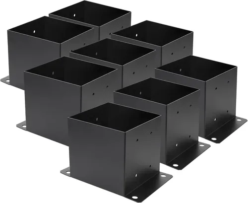 Miniatura 9 de Base de poste de 6 x 6 piezas, tamaño interior de 5.6 x 5.6 pulgadas, base de poste de cubierta de metal resistente con recubrimiento de polvo