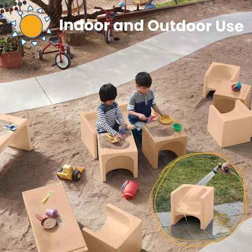 Miniatura 5 de ECR4Kids juego de mesa Tri-Me y sillas Cube, muebles multiusos, arena, 3 piezas