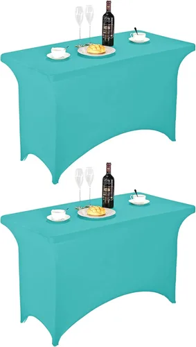 Miniatura 10 de FORLIFE - Funda de mesa de elastano, mantel ajustado de 4 pies para mesas rectangulares, funda elástica para patio, universal para bodas, banquetes