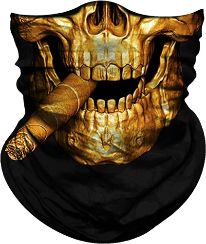 Miniatura 45 de Obacle Bandana máscara facial cuello polaina tubo máscara hombres mujeres para protección solar contra el polvo Bandera de calavera blanca y negra