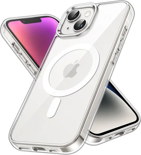 Miniatura 12 de JETech Funda magnética para iPhone 14 de 6.1 pulgadas, compatible con carga inalámbrica MagSafe, a prueba de golpes, parte trasera transparente