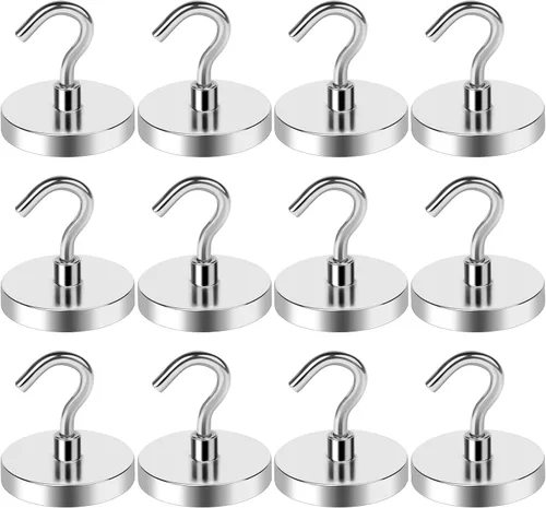 Miniatura 31 de LOVIMAG - Ganchos magnéticos, imanes de 30 libras con ganchos para crucero, ganchos magnéticos negros para colgar, refrigerador, aula, nevera