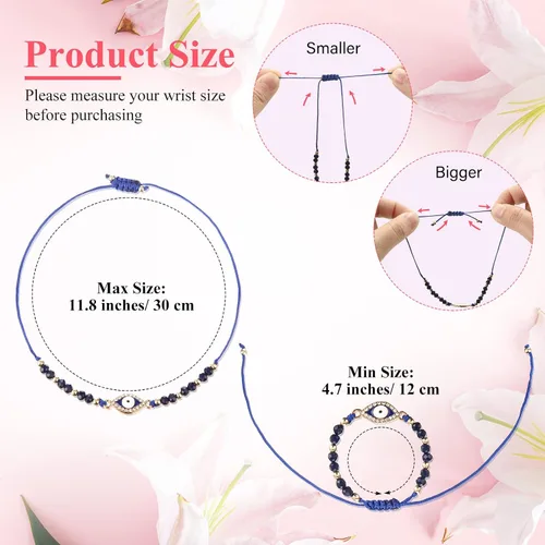 Miniatura 2 de 24 pulseras mexicanas de mal de ojo pulsera ajustable con nudo de cuerda Mal de Ojo pulseras hechas a mano con cuentas de amuleto de la suerte