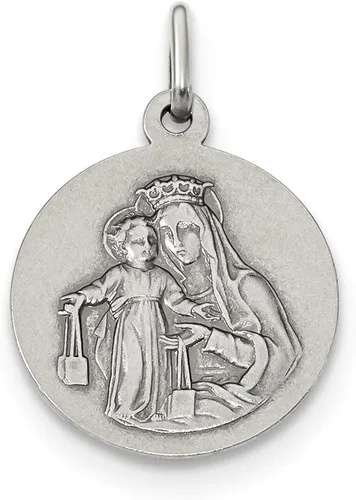 Miniatura 2 de Colgante de plata de ley 925 maciza con colgante de medalla del corazón de Jesús del amor sagrado (1.220 in x 0.630 in), Plata esterlina