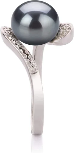 Miniatura 4 de Chantel - Anillo de perlas cultivadas de plata de ley 925 de 9 a 0.394in, color negro