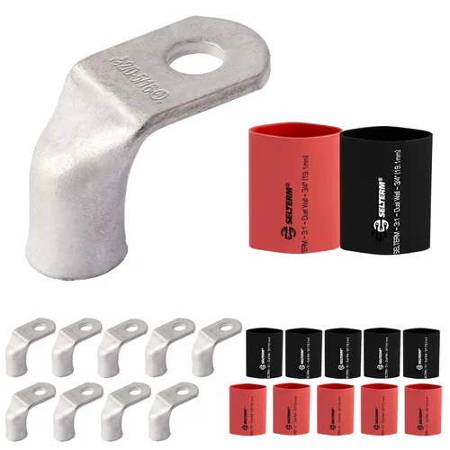 Miniatura 139 de SELTERM 5 piezas terminales de cable de cobre estañado 1/0 AWG perno de 1/2", extremos de cable de batería, terminales de anillo, conectores