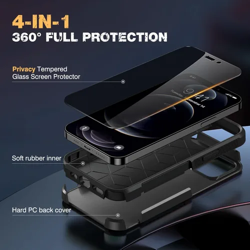 Miniatura 2 de Diaclara Funda diseñada para iPhone 12 Pro Max, [con protector de pantalla de privacidad] [antiespía] [protección contra caídas de grado militar]