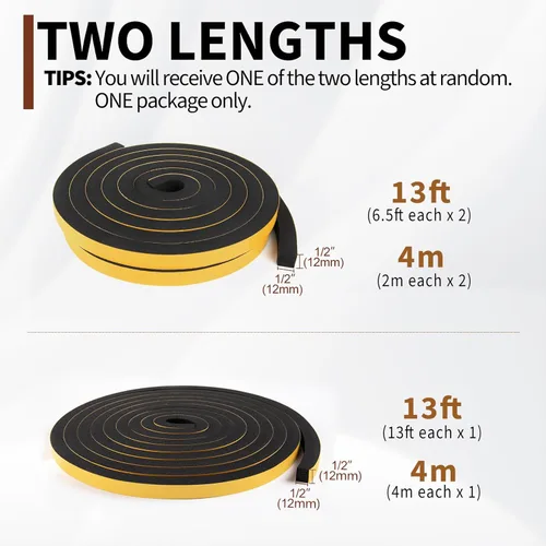 Miniatura 4 de Yotache Cinta de Espuma Autoadhesiva para Juntas 2 Rollos 1/2" A X 1/2" G (Nueva Artesanía Adhesiva) para Puertas Insonorización Tira de Sellado
