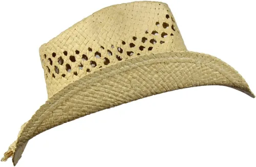Miniatura 3 de Sombrero de vaquero bohemio con concha de corazón, paja natural Toyo, ala moldeable
