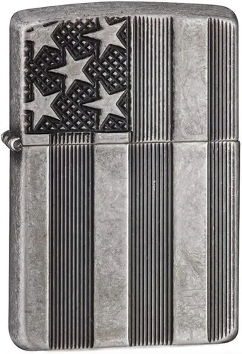 Miniatura 8 de Zippo encendedores con la bandera de EE. UU. Cromado