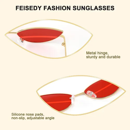 Miniatura 4 de FEISEDY Gafas de sol de diseñador de moda Retro pequeños pétalos forma arco templo diseño B2298