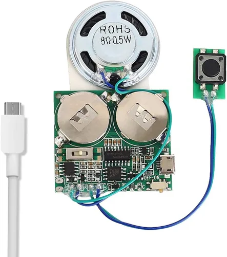Miniatura 10 de Icstation, módulo de control de sonido con botón programable, bocina de 8m de memoria para tarjetas de saludo/regalo musicales