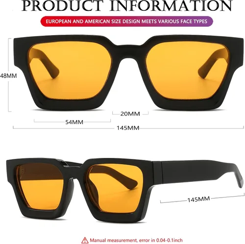 Miniatura 108 de AIEYEZO Gafas de sol cuadradas para mujeres y hombres, gafas de sol cuadradas con montura gruesa, estilo de diseñador simple