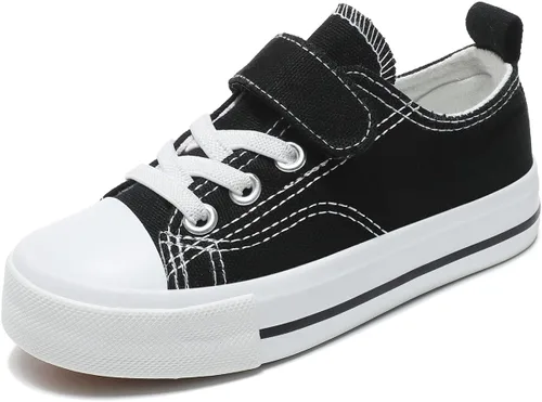 Zapatos deportivos de lona para niños y niñas, con correa ajustable y parte superior baja para niños