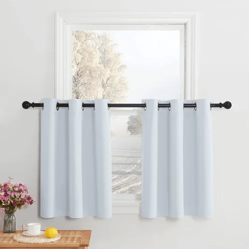 Miniatura 143 de NICETOWN Cortinas opacas de cocina para ventana sobre el fregadero, aislamiento térmico, decoración del hogar, pequeños niveles opacos con ojales