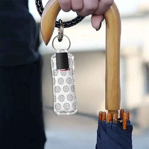 Miniatura 4 de Suobstales Chapstick - Llavero con clip en la manga de la bolsa para palillo labial, funda para bálsamo labial, protector de lápiz labial