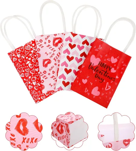 Miniatura 2 de Spakon 16 bolsas de regalo para el día de San Valentín, bolsas de regalo de papel de San Valentín con asas, bolsa para tarjetas, galentinas, regalo