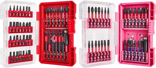 Miniatura 14 de Geinxurn Caja de almacenamiento roja de 1 pieza, caja de piezas pequeñas con divisor desmontable, caja de juego de brocas de destornillador