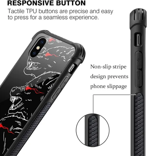 Miniatura 3 de Funda compatible con iPhone Xs, diseño de plexiglás X para niños y hombres, diseño de lobo malo, a prueba de golpes, antiarañazos, para iPhone X/Xs