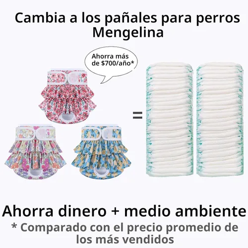 Miniatura 4 de Pañales Lavables para Perras Hembras Paquete de 3 Reutilizables Premium Altamente Absorbentes, Pañal Flexible para Cachorros, Pañales Duraderos a