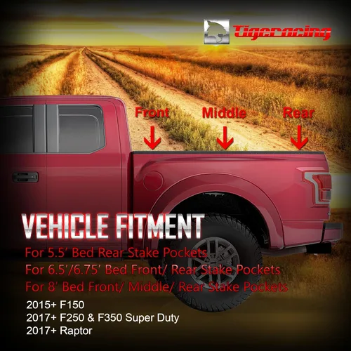 Miniatura 2 de Anclajes de amarre retráctiles para caja de camioneta, anillo en D lateral compatible con F150 2015-2026 / 2017-2026 F250 F350 Super Duty / Raptor