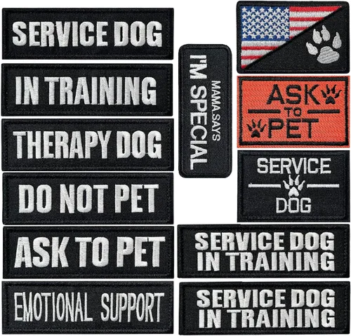Miniatura 8 de AXEN 10 parches tácticos de moral para arnés de chaleco de perro, parches de gancho y lazo para perro de servicio bordado completo para chaleco 10