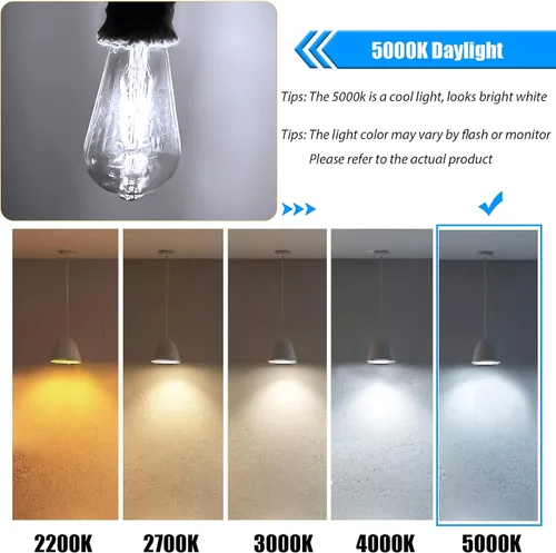 Miniatura 3 de Paquete de 16 Bombillas LED Edison Equivalente a 40W, Bombilla de Filamento LED Regulable de 4W, Bombilla de Luz ST19 5000K Luz de Día, 450LM E26