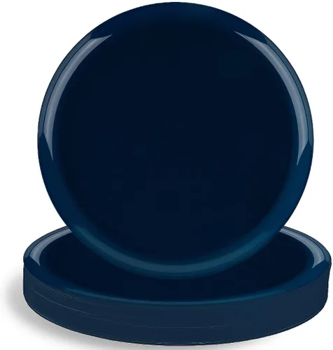 Blue Sky Edge Collection - Platos de plástico azul oscuro de 6.3 pulgadas, 10 unidades, vajilla desechable elegante y resistente para fiestas,