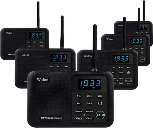 Miniatura 10 de Wuloo Intercomunicadores inalámbricos para el hogar de 1 milla de alcance 22 canales 100 pantalla de visualización digital, sistema
