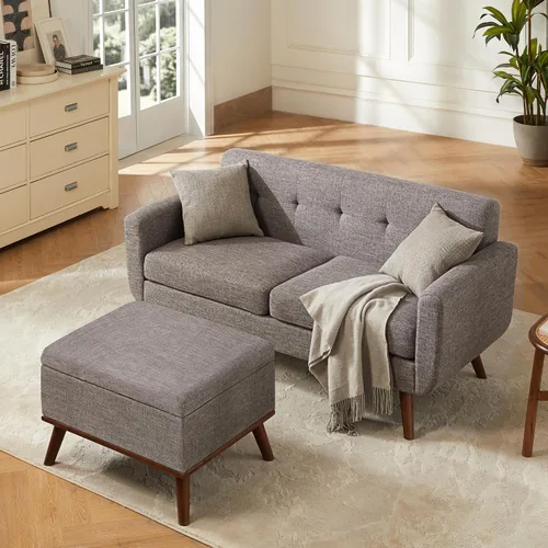 Miniatura 40 de Tbfit Sofá en Forma de L, Sofás Seccionales Modernos de Mediados de Siglo de 80" de Ancho, Sofás de 3 Plazas con Chaise Lounge Amplio, Sofá Beige