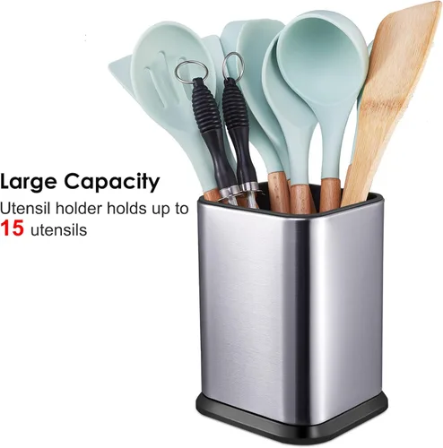 Miniatura 2 de RedCall Soporte de utensilios de cocina de acero inoxidable para encimera, organizador de espátula, organizador de espátula, moderno y rectangular