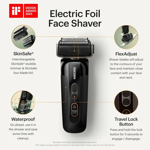 Miniatura 2 de MANSCAPED® The Chairman™ PRO - Afeitadora facial eléctrica para hombre, dos cabezales de cuchilla intercambiables, lámina de cuatro cuchillas