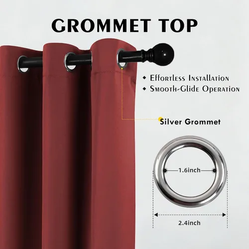 Miniatura 4 de Cortinas de oscurecimiento de habitación de 45 pulgadas de largo para dormitorio y sala de estar, cortinas térmicas aislantes con ojales