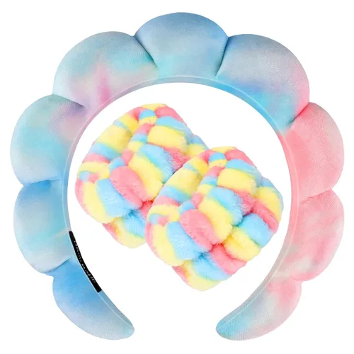 Miniatura 16 de Zkptops Diadema de Spa para Lavar la Cara Muñequera Esponja Maquillaje Cuidado de la Piel Diadema de Tela de Rizo Burbuja Suave Prepárate Diadema