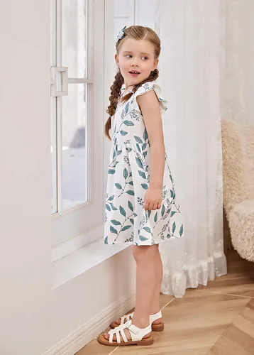 Miniatura 3 de PATPAT Vestidos para niña pequeña y bebé estampado de unicornio, manga con volantes, falda de dinosaurio para niños, 18-24 meses a 5-6 años