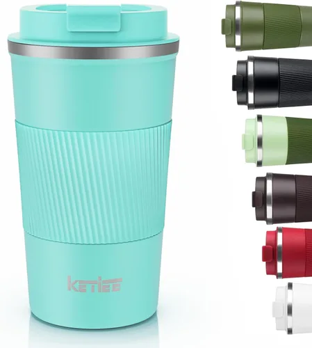 Miniatura 17 de KETIEE Taza de café de 12 oz: Taza de café con aislamiento al vacío y tapa a prueba de fugas, taza de viaje de acero inoxidable con doble pared